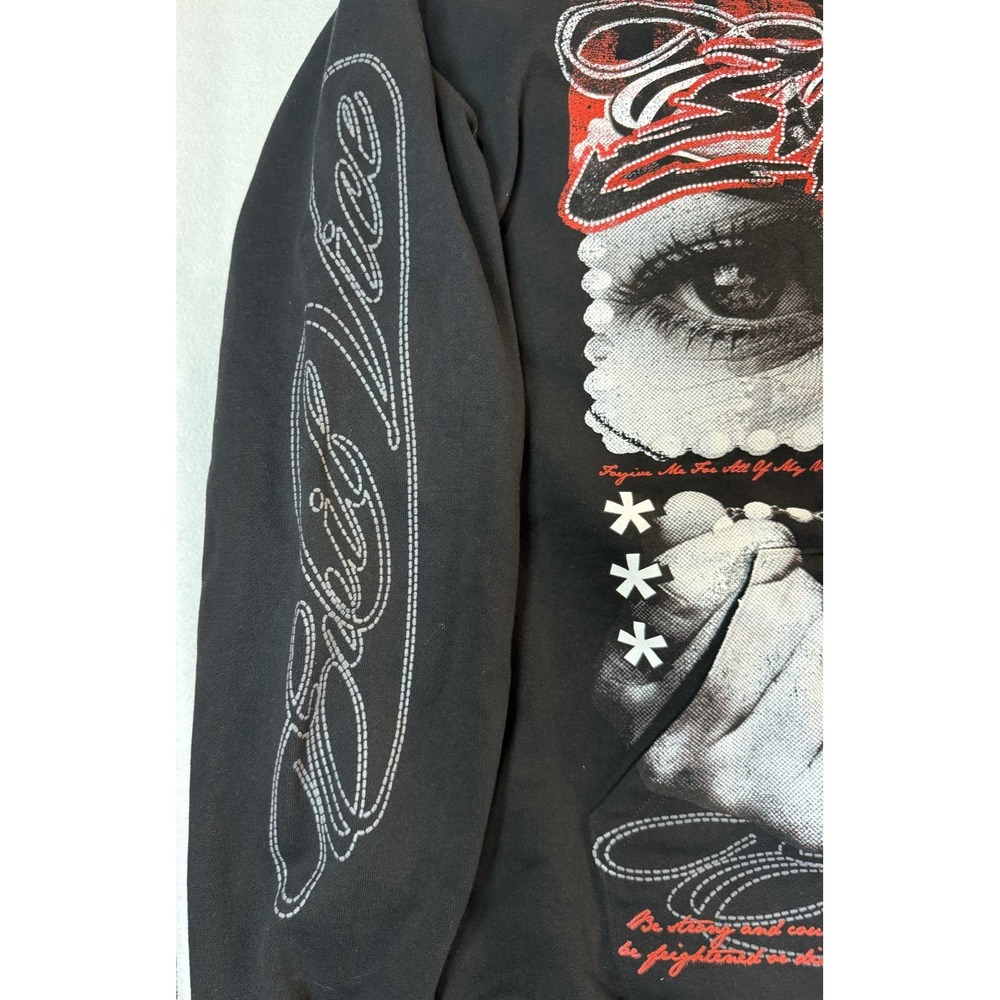 Evil Vice Hoodie Mens 2XL Black Cross Rosary Graphic Gothic Streetwear NWT - Picture 5 of 11
